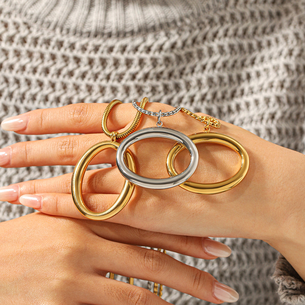 Necklace #3 Stainless Steel Openwork Oval Necklace