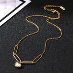 Necklace 5# Titanium Steel Arc Ball Lock Heart Double Layer Necklace