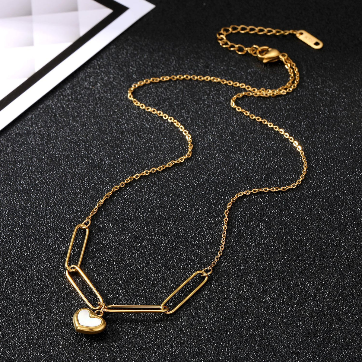 Necklace 3# Titanium Steel Arc Ball Lock Heart Necklace