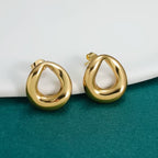 Gold Twisted Hoop Earrings Stainless Steel Irregular Geometric 18k Gold Plated Earrings