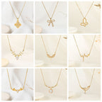 Fashion 71# Titanium Steel Diamond Geometric Necklace