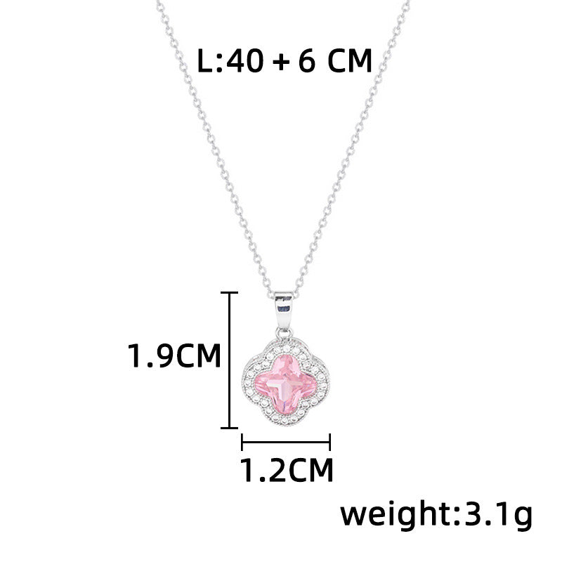 Necklace #1 Titanium Steel Diamond-encrusted Four-leaf Clover Necklace