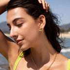 Gold Sparkling Zircon Titanium Steel Stud Earrings