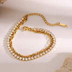 Gold Stainless Steel Diamond Claw Chain Bracelet