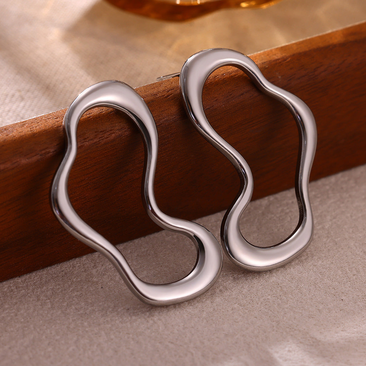 Gold Irregular Lines Statement Personality Minimalist Earrings