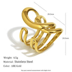 Arc Open Ring-gold Stainless Steel Curved Ring