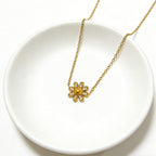 Gold 3d Daisy Zircon Pendant Necklace Stainless Steel 18k Gold Plated
