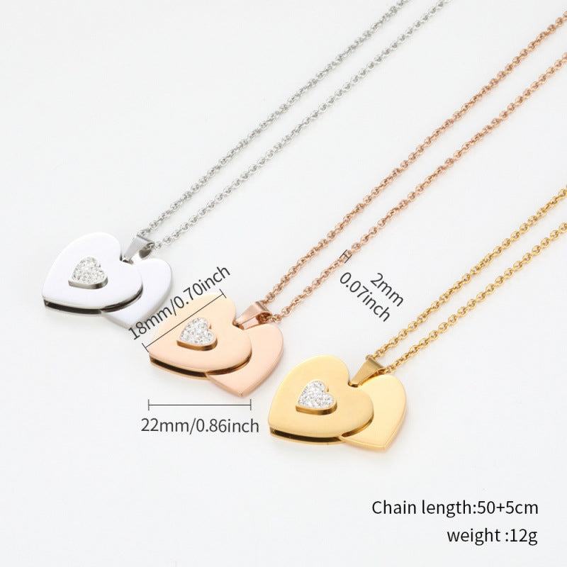 Golden Heart Necklace Stainless steel heart-shaped necklace with custom engraving