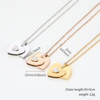 Golden Heart Necklace Stainless steel heart-shaped necklace with custom engraving