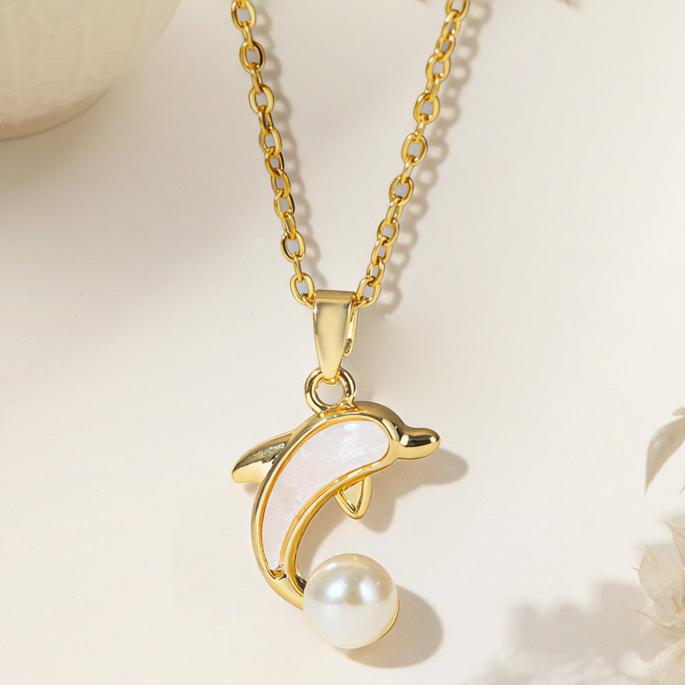 Necklace #1 Titanium Steel Pearl Shell Necklace