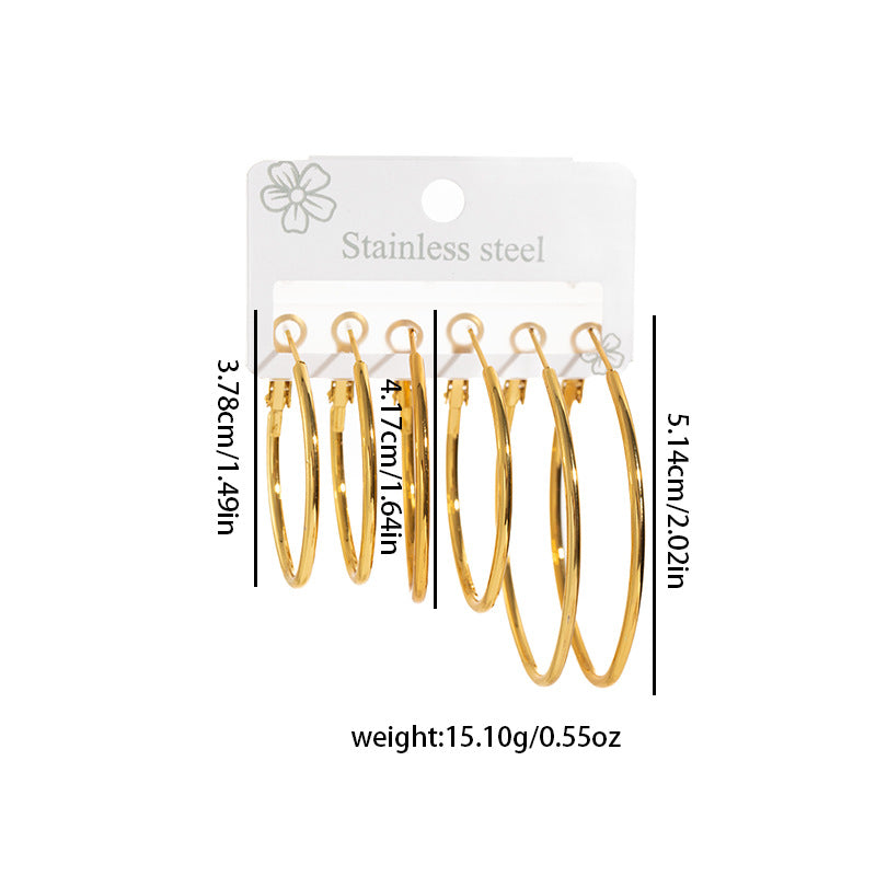 Rotating Round Earrings Large Hoop Heart Star Stainless Steel Earrings