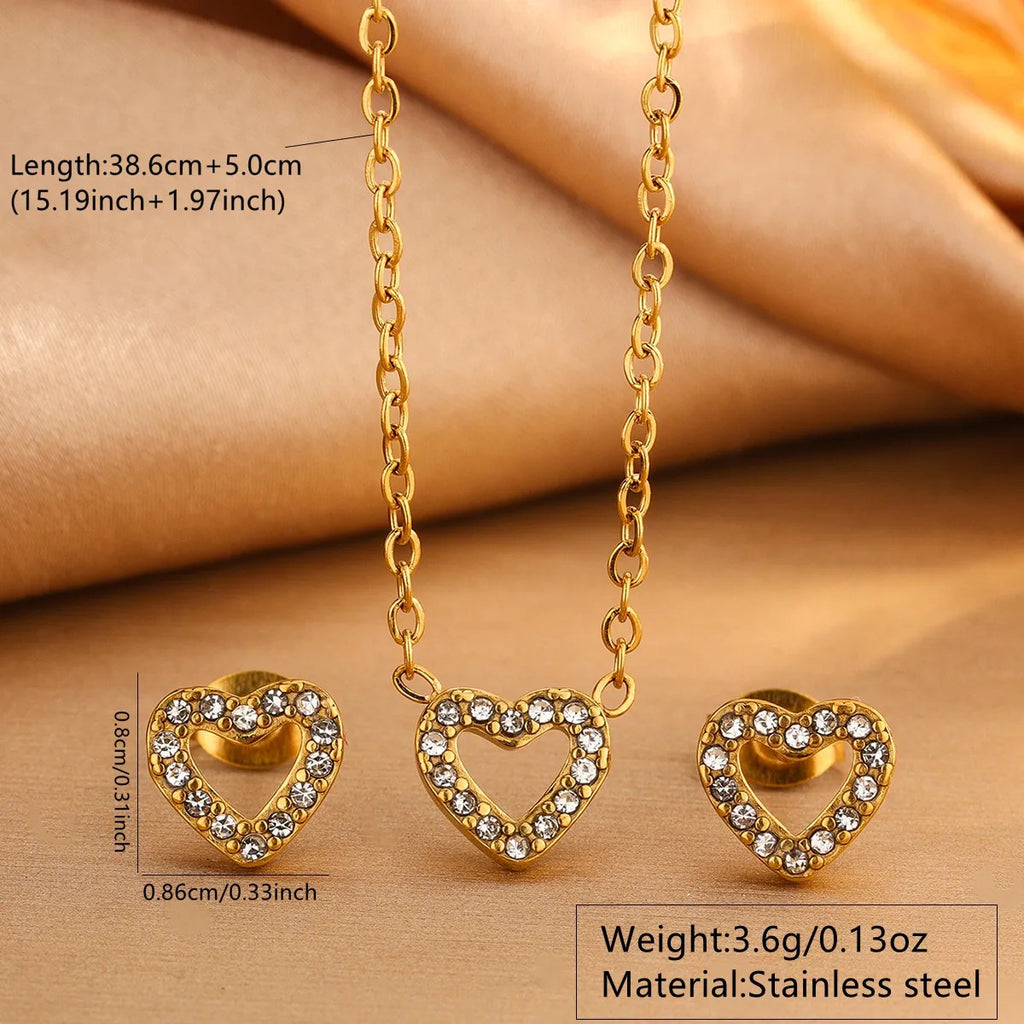 Heart Zircon Necklace Stainless Steel Diamond Heart Necklace