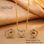 Heart Zircon Necklace Stainless Steel Diamond Heart Necklace