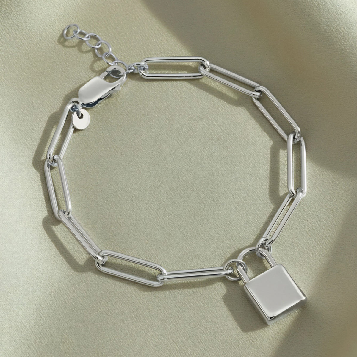 Small Lock Paper Clip Necklace Silver Stainless Steel Lock Necklace