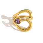 Gold 1 304 Stainless Steel Diamond Heart Ring