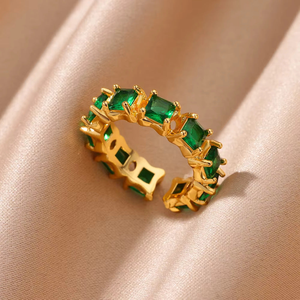 Ring 1# Stainless Steel Diamond Teardrop-shaped Square Irregular Ring