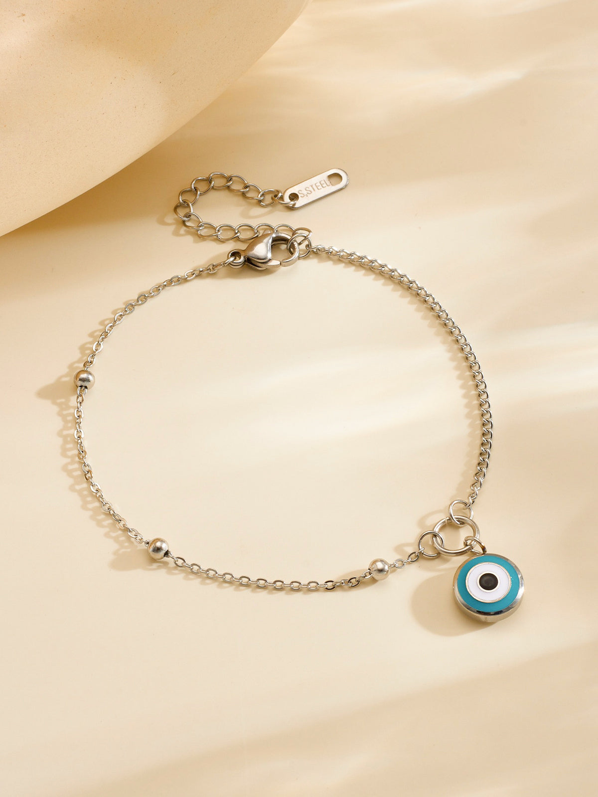 Silver Stainless Steel Eye Anklet