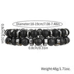 Bracelet 2 Volcanic Stone Hematite Beaded Men's Bracelet