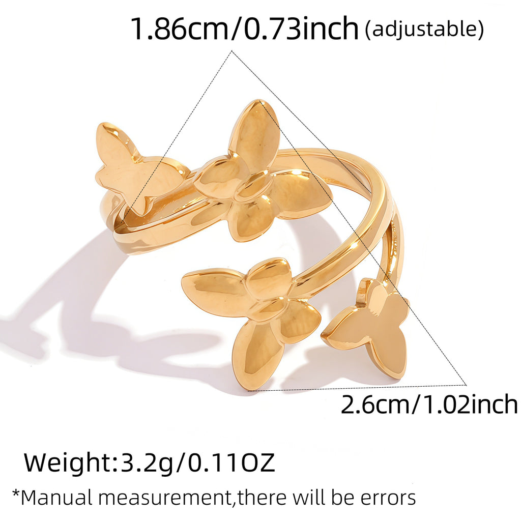 Two-tone Stainless Steel Butterfly Open Ring