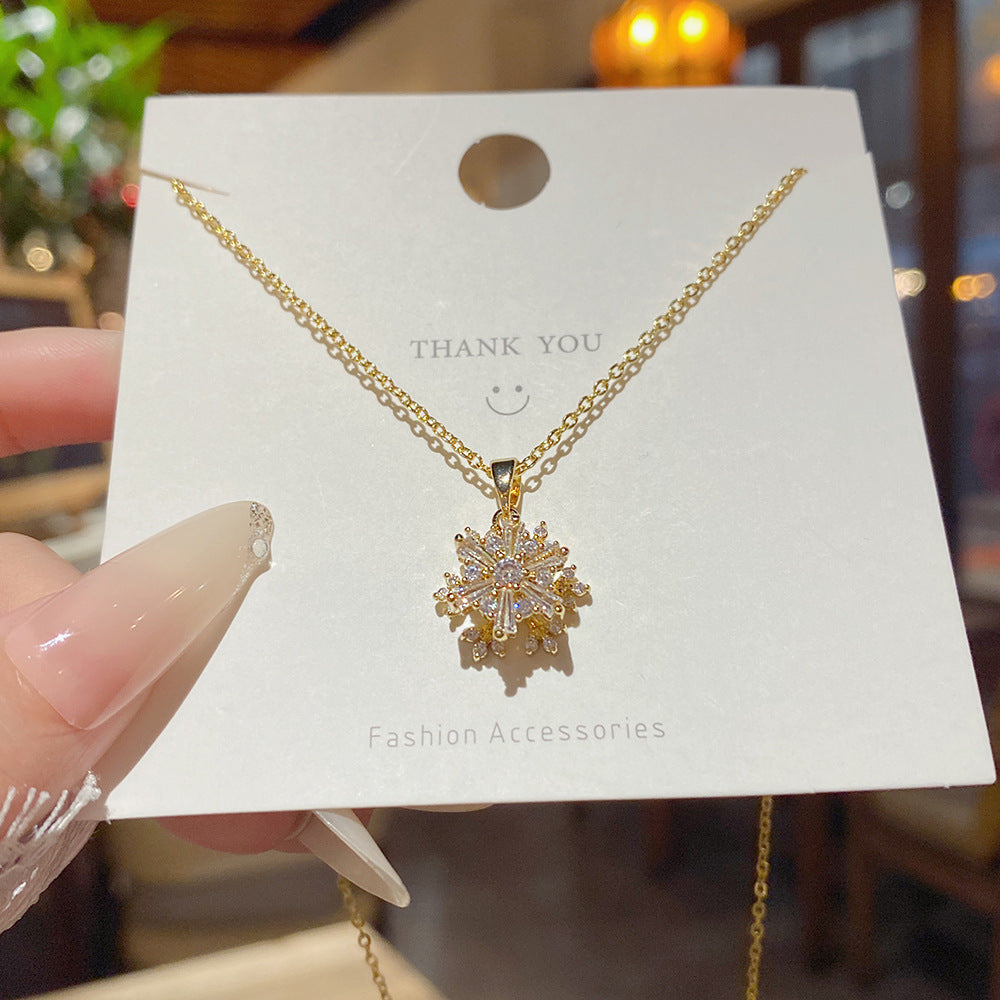 Gold #1 Rotatable Four-leaf Flower Pendant Necklace