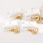 Love Stainless Steel Diamond Oval Five-pointed Star Heart Geometric Earrings Set