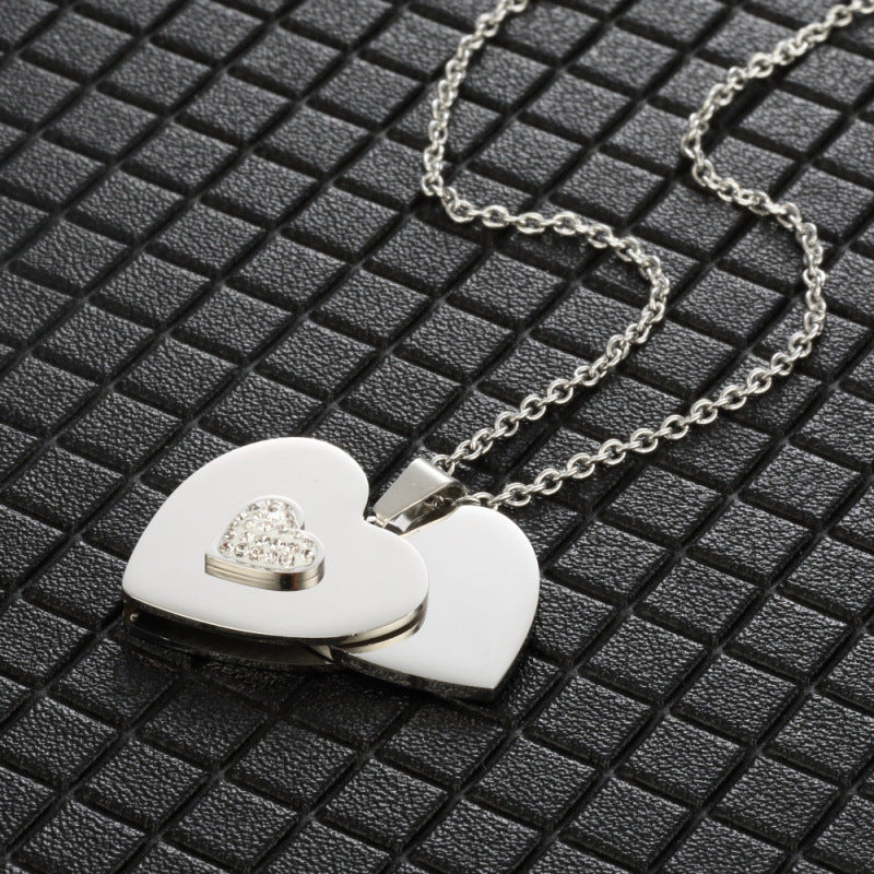 Golden Heart Necklace Stainless steel heart-shaped necklace with custom engraving