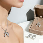 Set Stainless Steel Heart Earrings And Key Necklace Set