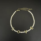 White Gold Mama Metal Diamond-encrusted Letter Bracelet