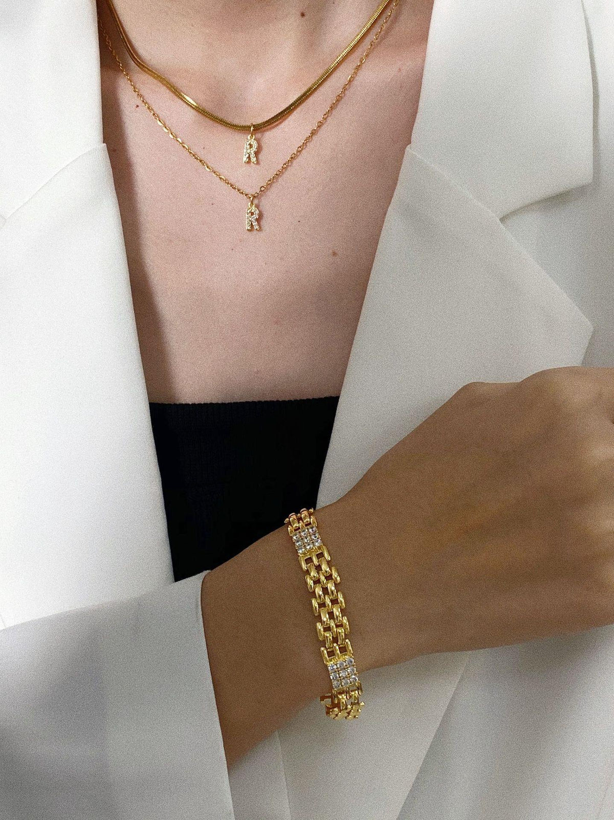 Fashion Z3mm Snake Bone Chain 40cm Stainless Steel Diamond 26 Letter Snake Bone Chain Necklace