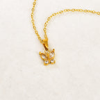 Gold Stainless Steel Diamond-encrusted Butterfly Necklace