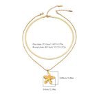 Gold Stainless Steel Flower Double Layer Necklace