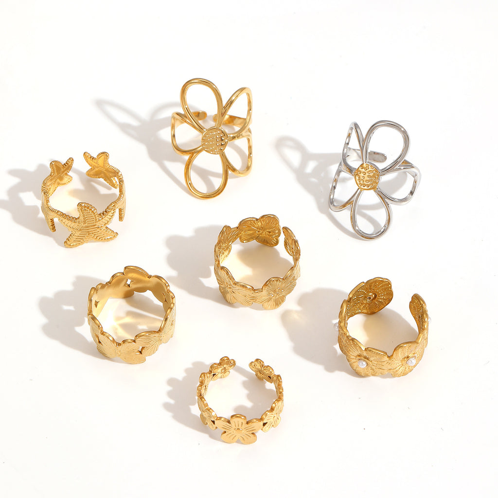 Ring 3# Stainless Steel Flower Ring