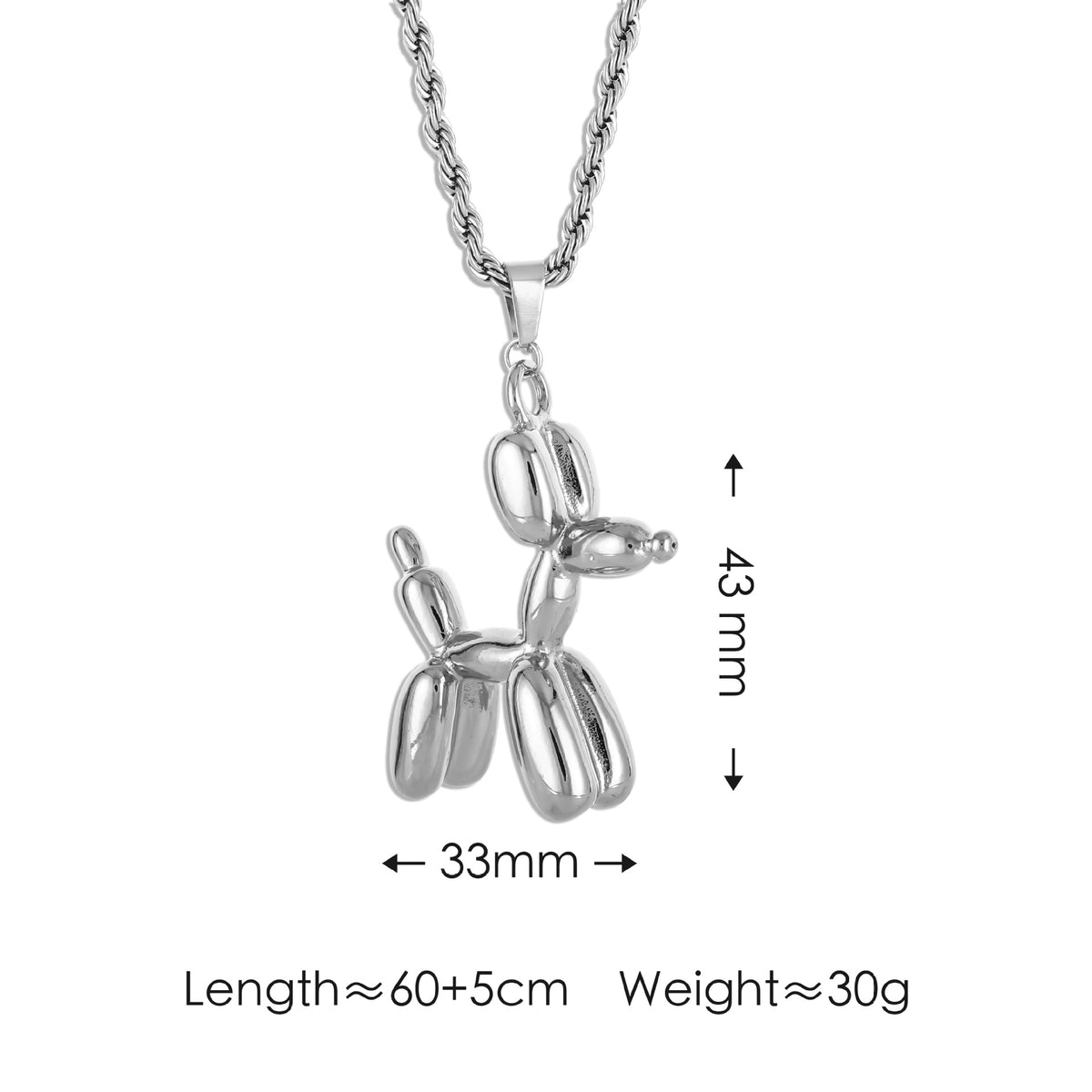 Gold + Puppy Necklace Titanium Steel Cat Balloon Dog Necklace