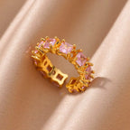 Ring 1# Stainless Steel Diamond Teardrop-shaped Square Irregular Ring