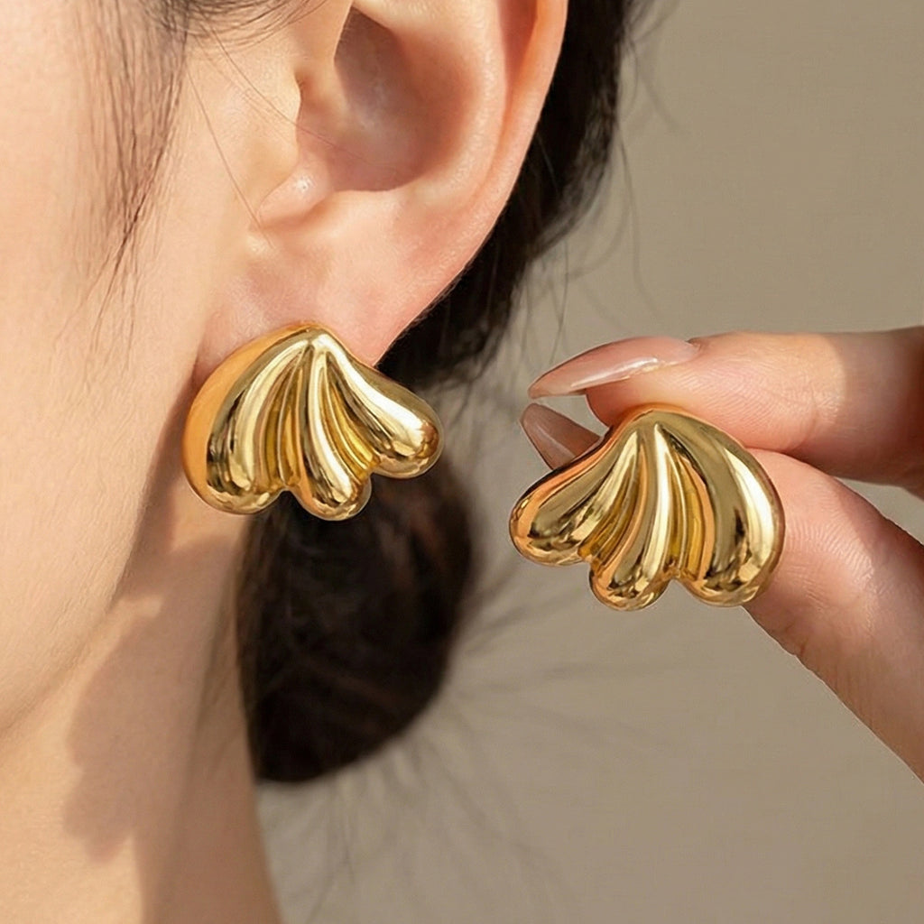 Earrings5# Stainless Steel Heart-shaped Earrings