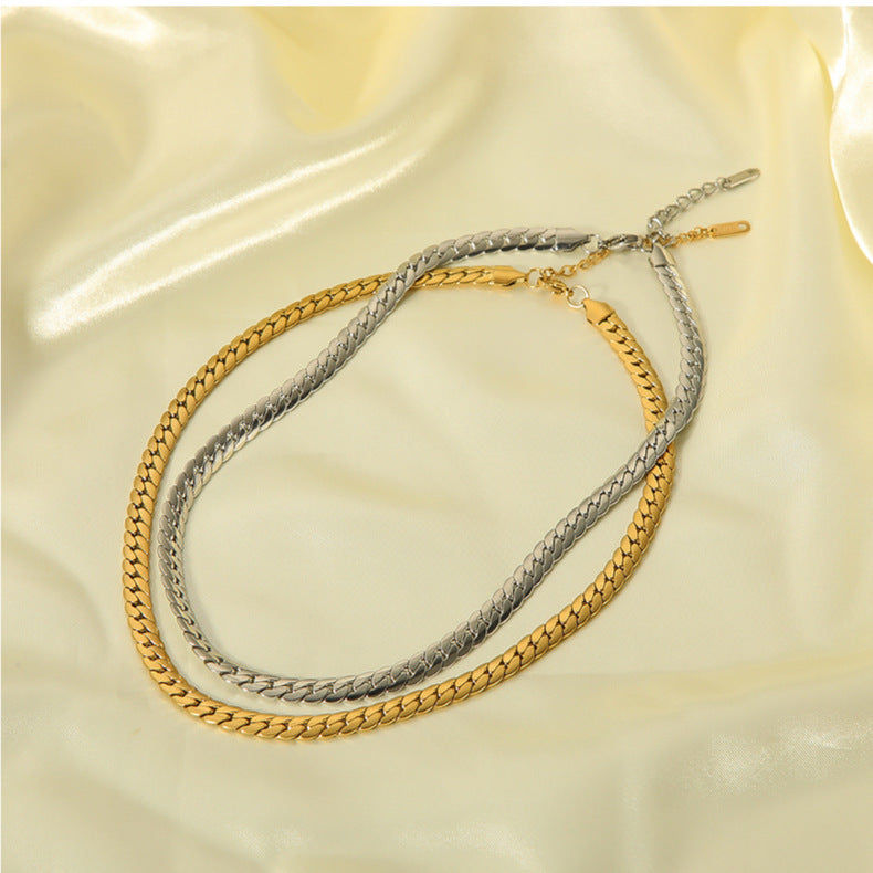 Fashion Silver Stainless Steel Snake Bone Chain Necklace