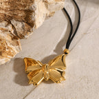 Gold Stainless Steel Butterfly Necklace