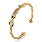 Fashion Style-10 Steel Colors Stainless Steel Diamond Threaded Open Bracelet