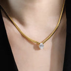 Gold Water Drop Stone Necklace 304 Stainless Steel Teardrop-shaped Necklace With Diamonds