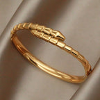 Snake With White Bricks Titanium Steel Diamond-encrusted Snake Bracelet