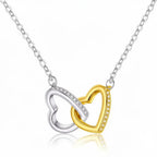 Gold And Silver #1 Stainless Steel Diamond-encrusted Heart Necklace