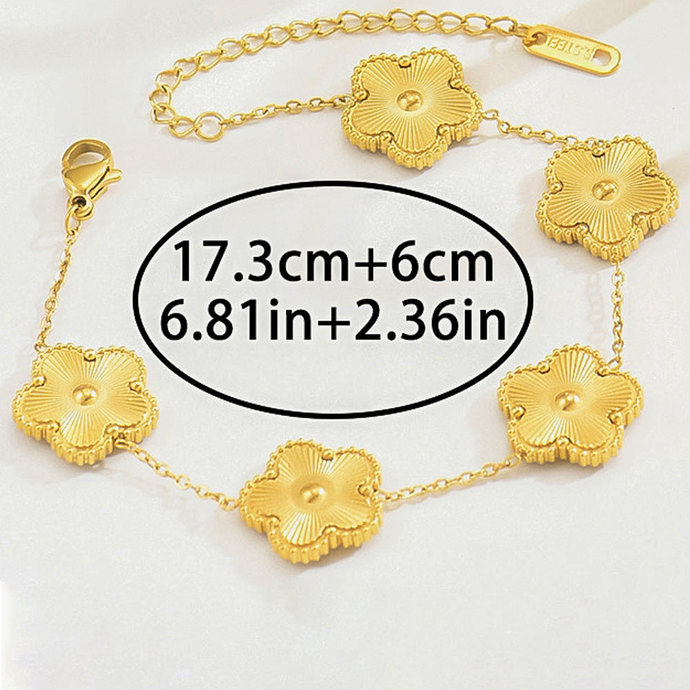 Gold Titanium Steel Petal Bracelet