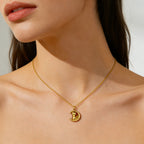 Gold Hollow Moon Cat Pendant Necklace Stainless Steel Cute Animal Jewelry