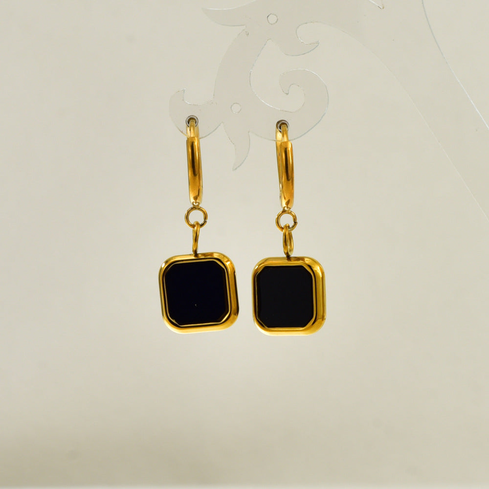Gold Stainless Steel Square Hoop Earrings
