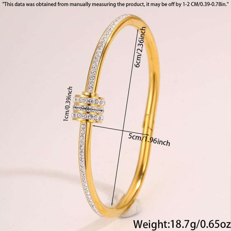 Bracelet #1 Titanium Steel Diamond-encrusted Round Bracelet