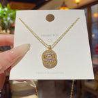 Gold #1 Rotatable Four-leaf Flower Pendant Necklace