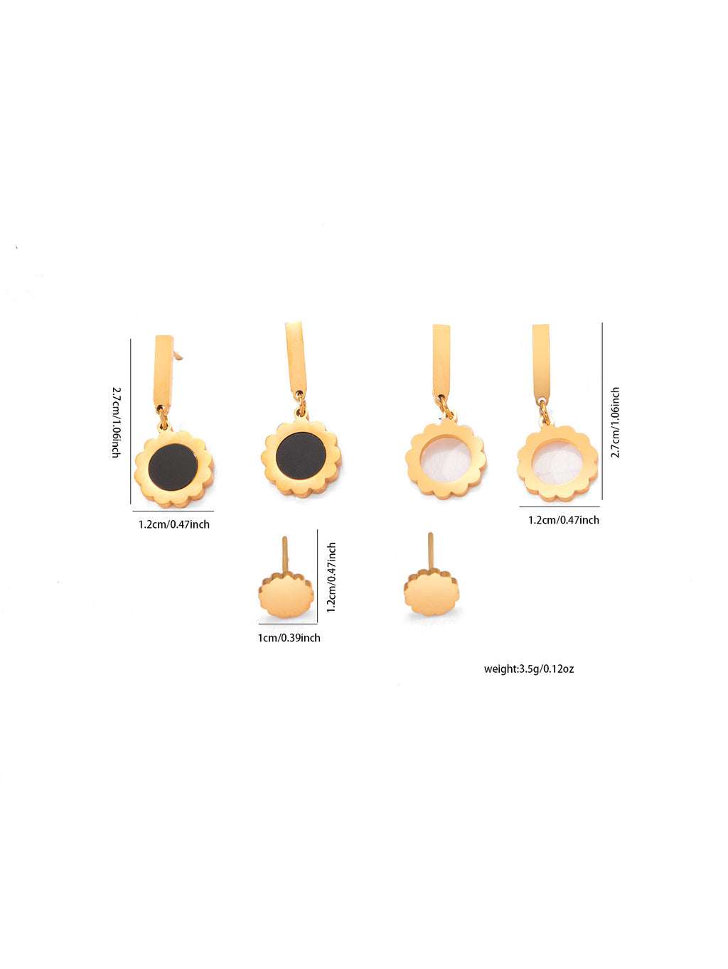 C-shaped Hoop Earrings Set Heart Star Bowknot Steel Stud Earrings