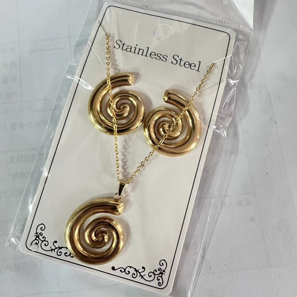 Set 9# Stainless Steel Butterfly Necklace And Earring Set