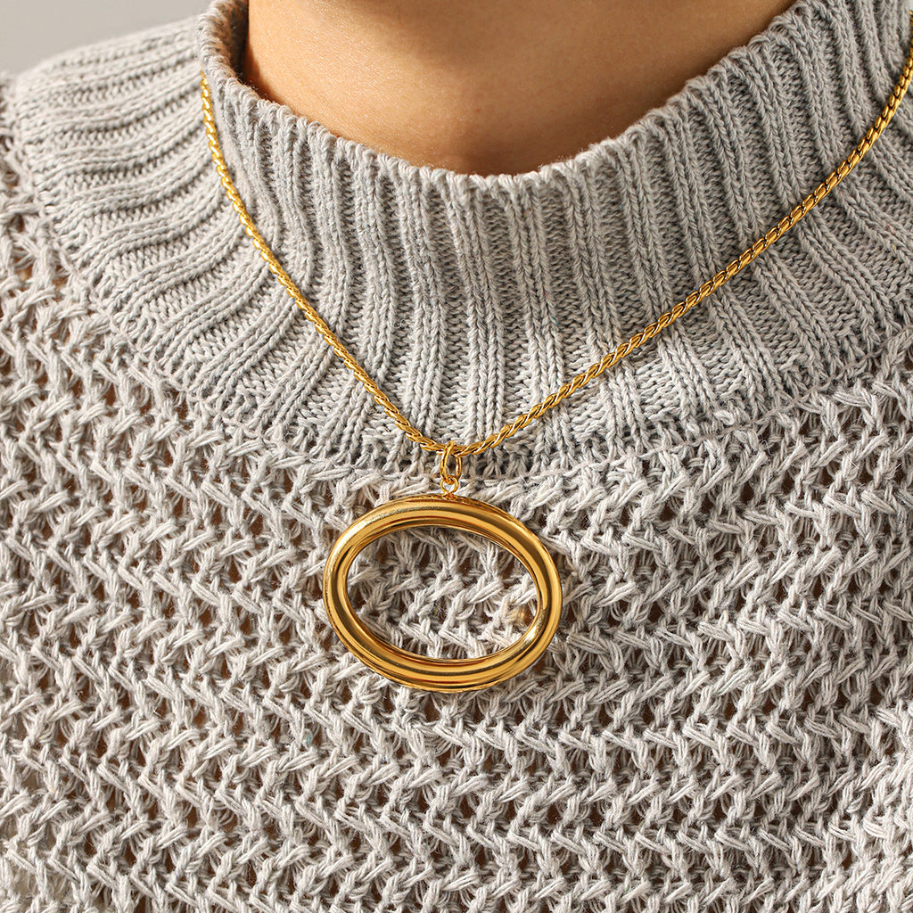 Necklace #2 Stainless Steel Openwork Oval Necklace