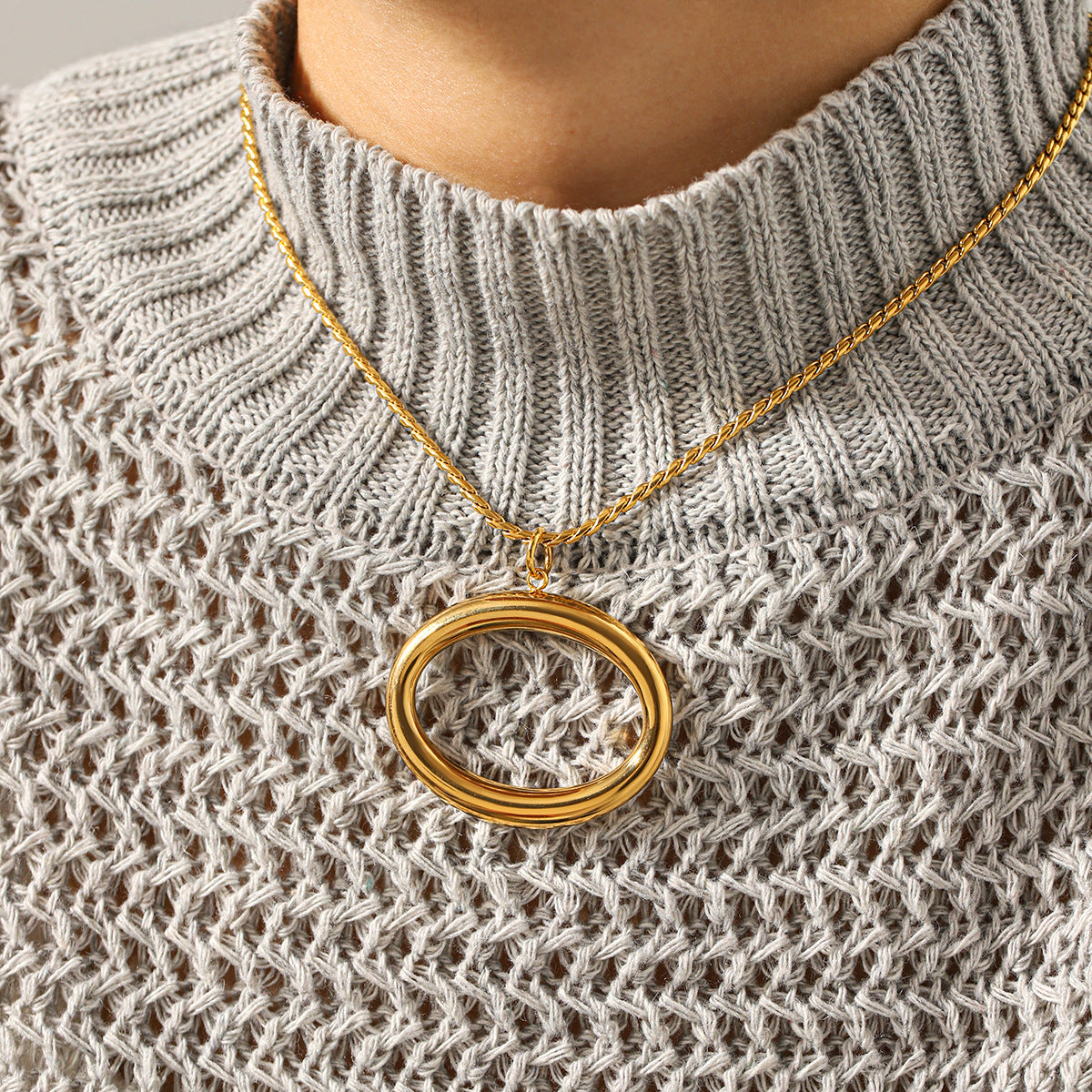 Necklace #2 Stainless Steel Openwork Oval Necklace